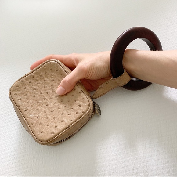 Perrin Paris 1893 Handbags - PERRIN PARIS 1893 ostrich embossed wristlet purse